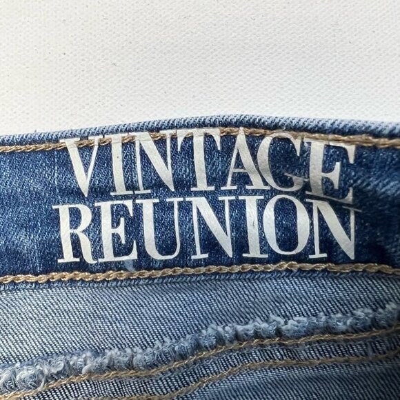 Rewash Brand Womens Vintage Reunion Jean Skirt Blue Mini Distressed Juniors 11 - Picture 9 of 10